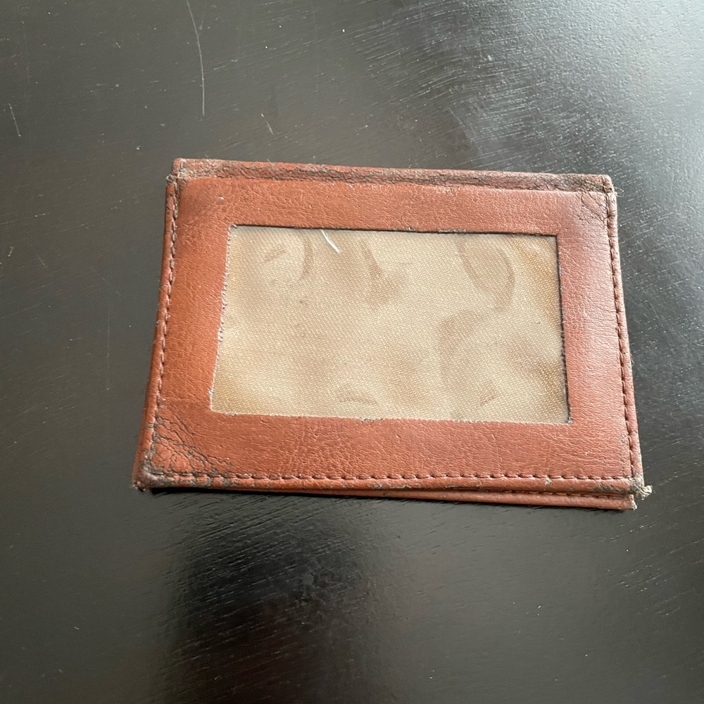 Leather tumbled light brown wallet cardholder plastic
